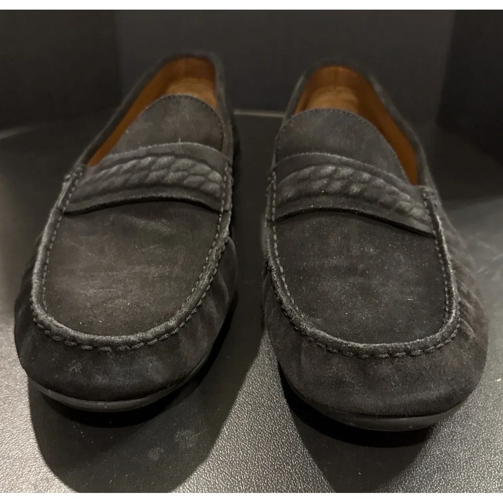 Aquatalia Mens Black Suede Size 12 Driving Loafers Moccasin‎ Italy